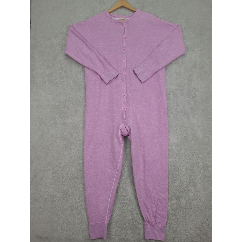Vintage LL Bean Womens XL Purple Wool Blend Dual Layer Union Suit Long Johns